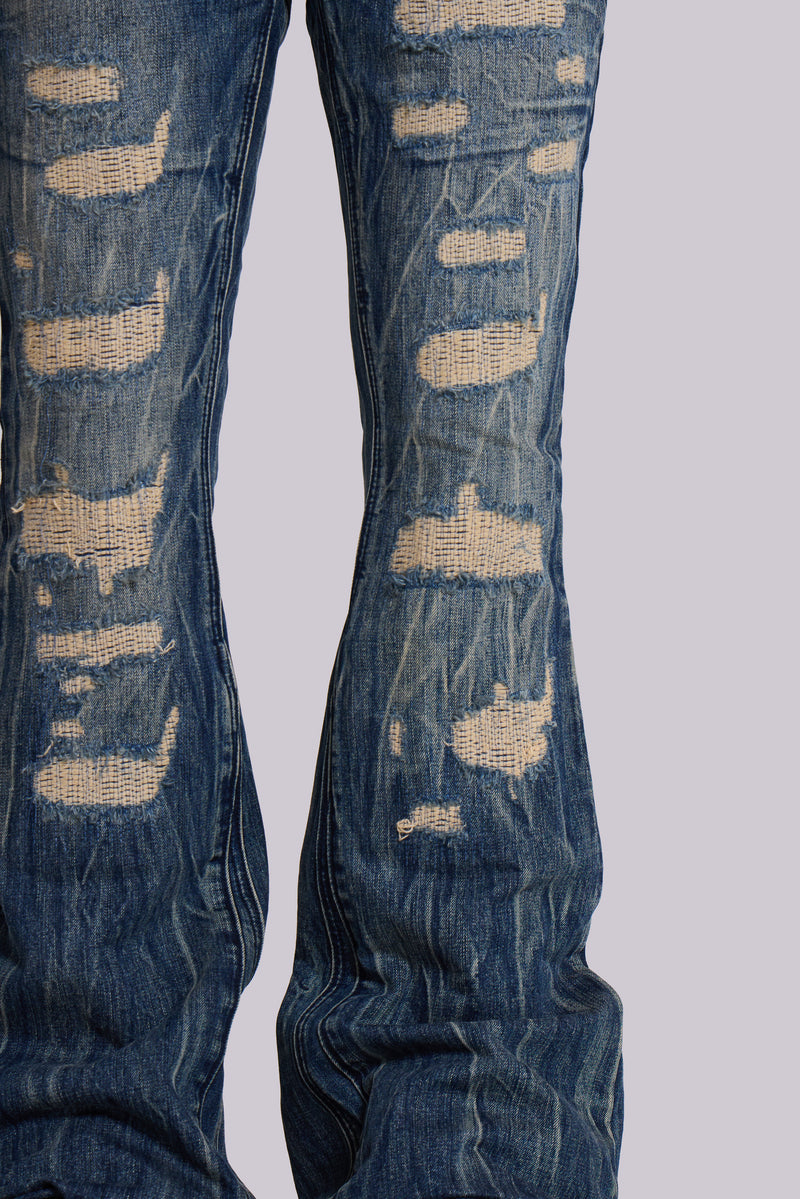 Washed Blue Laced Bootcut Jeans