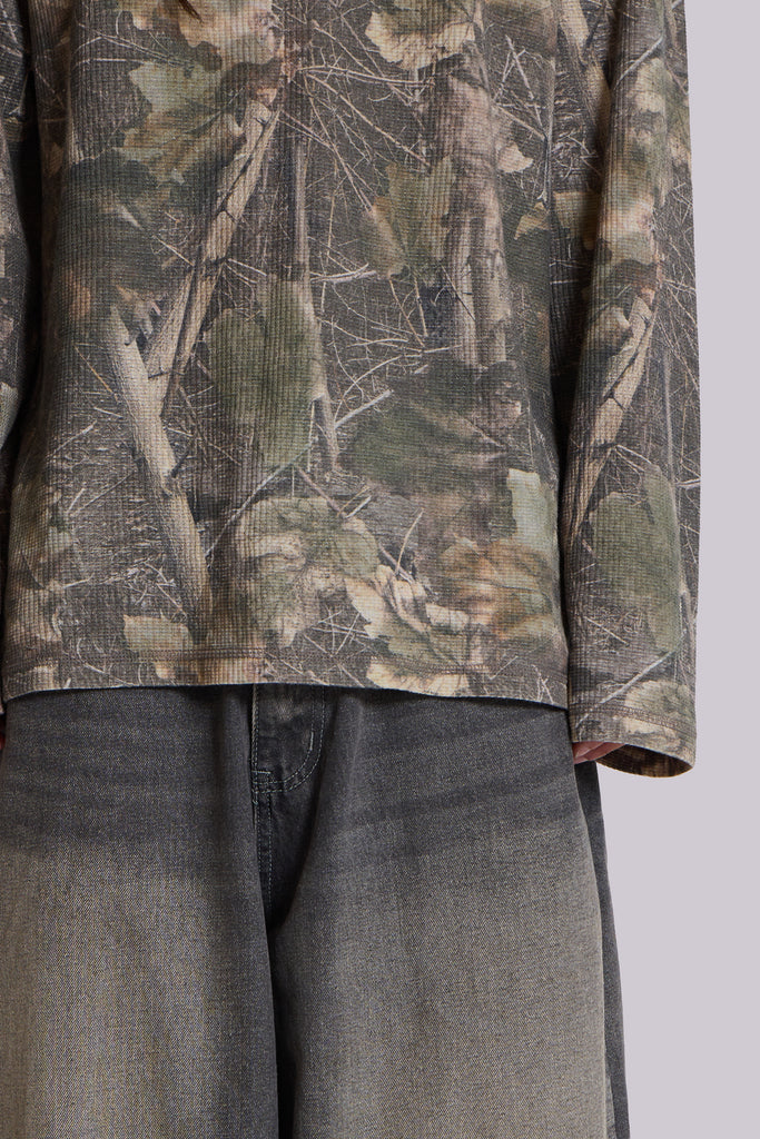 Woodland Camo Waffle Long Sleeve Top