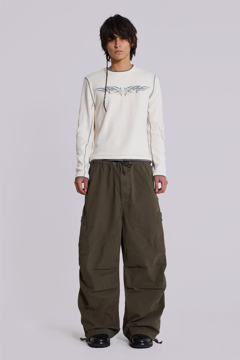 Khaki Parachute Cargo Pants