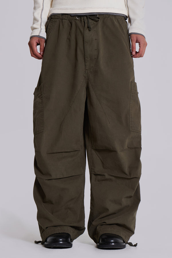 Khaki Parachute Cargo Pants