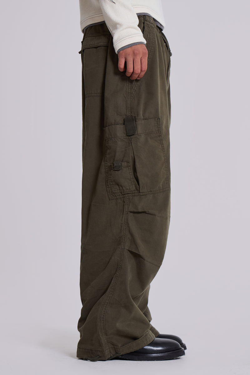 Khaki Parachute Cargo Pants