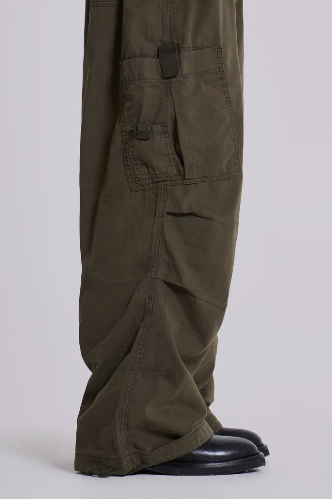 Khaki Parachute Cargo Pants