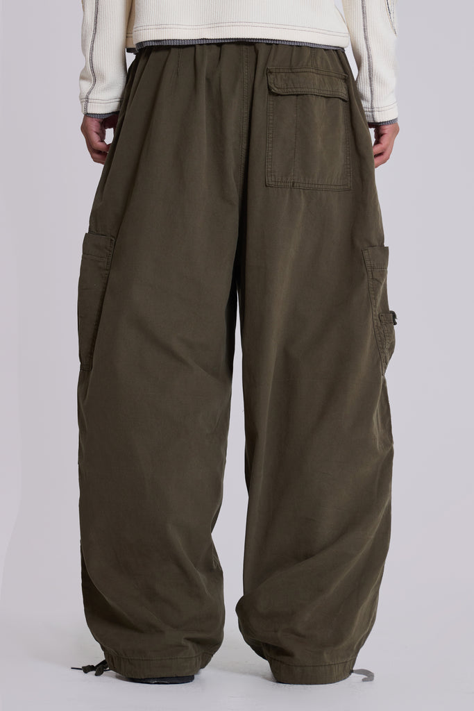 Khaki Parachute Cargo Pants