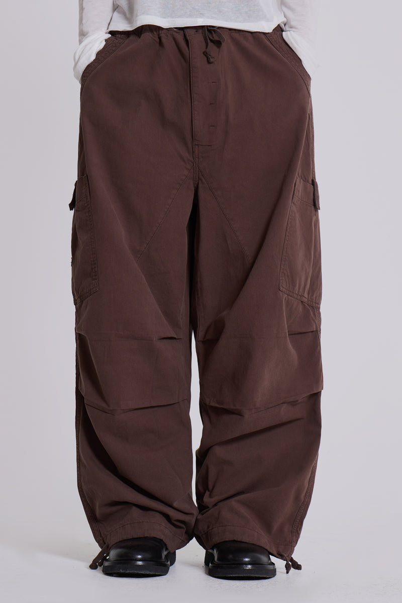 Brown Parachute Cargo Pants