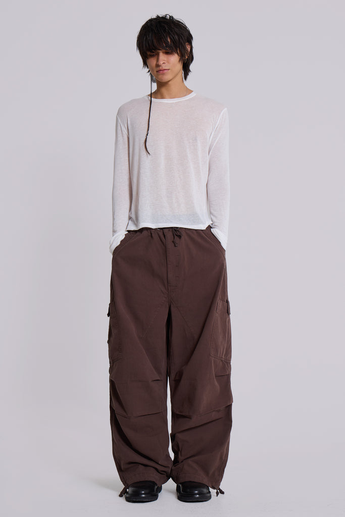 Brown Parachute Cargo Pants