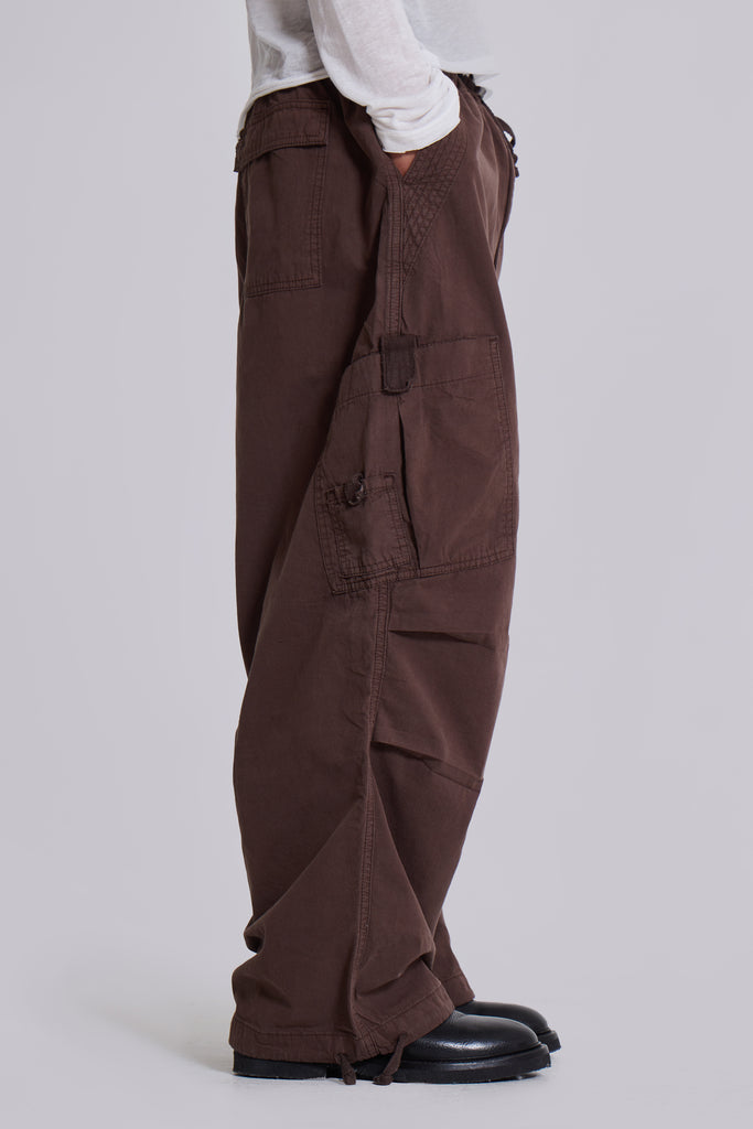 Brown Parachute Cargo Pants