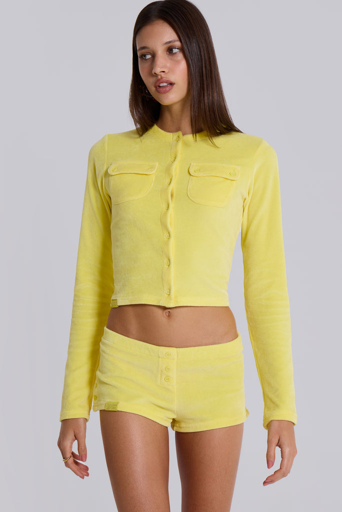 Lemon Velour Mini Shorts
