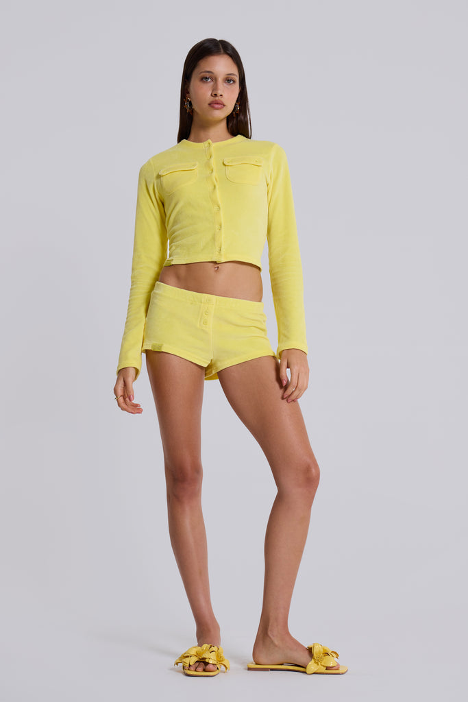 Lemon Velour Mini Shorts
