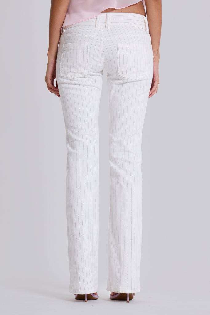 White Pinstripe Thirteen Jeans