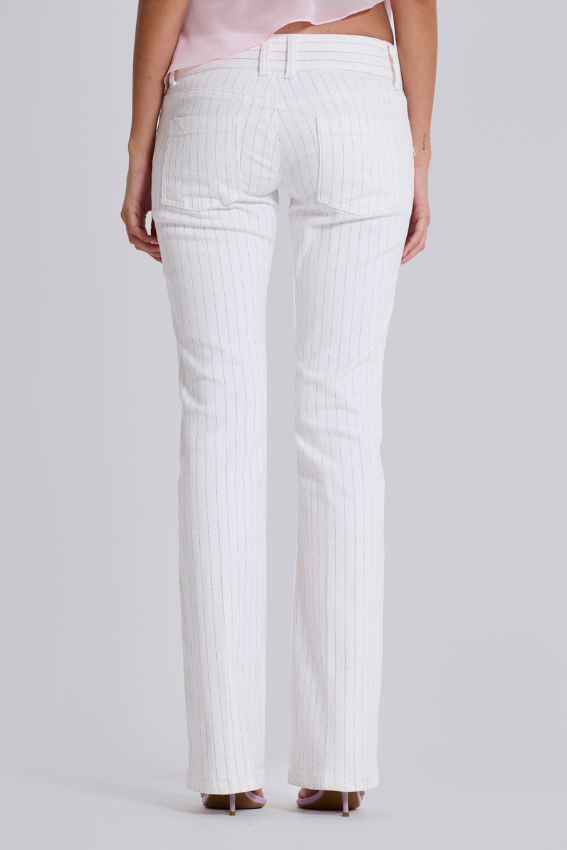 White Pinstripe Thirteen Jeans