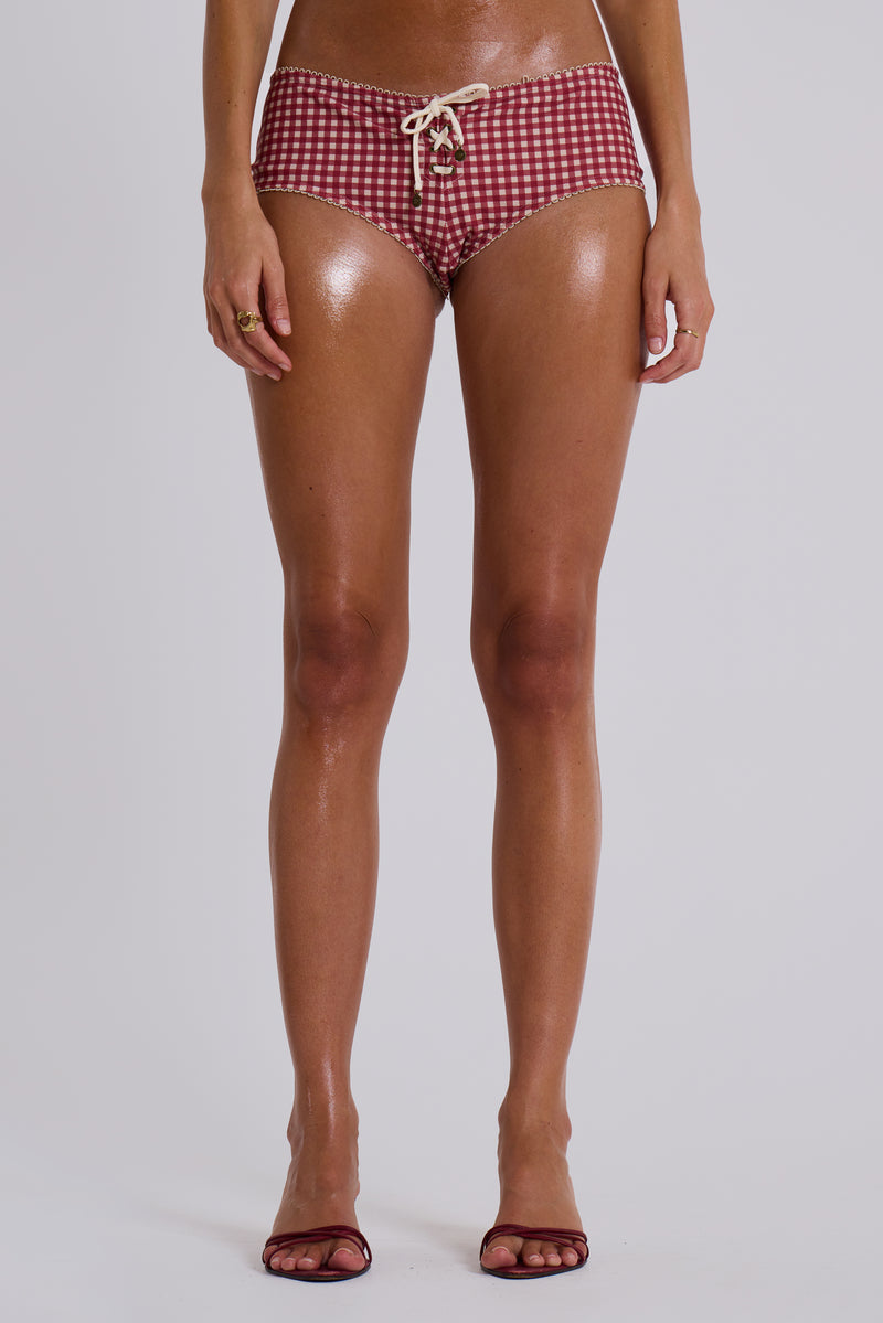Freda Gingham Mini Short Bikini Bottoms
