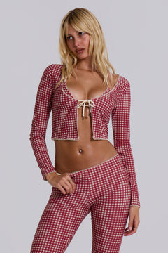 Freda Gingham Swim Cardigan Top – view 1