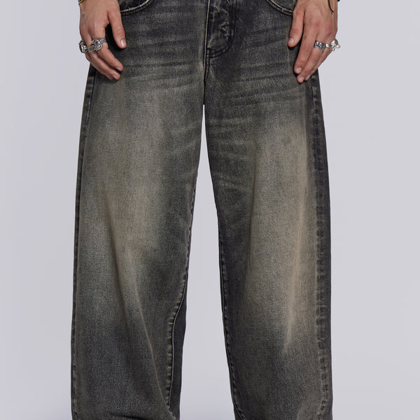 Washed Black Stud Colossus Jeans | Jaded London