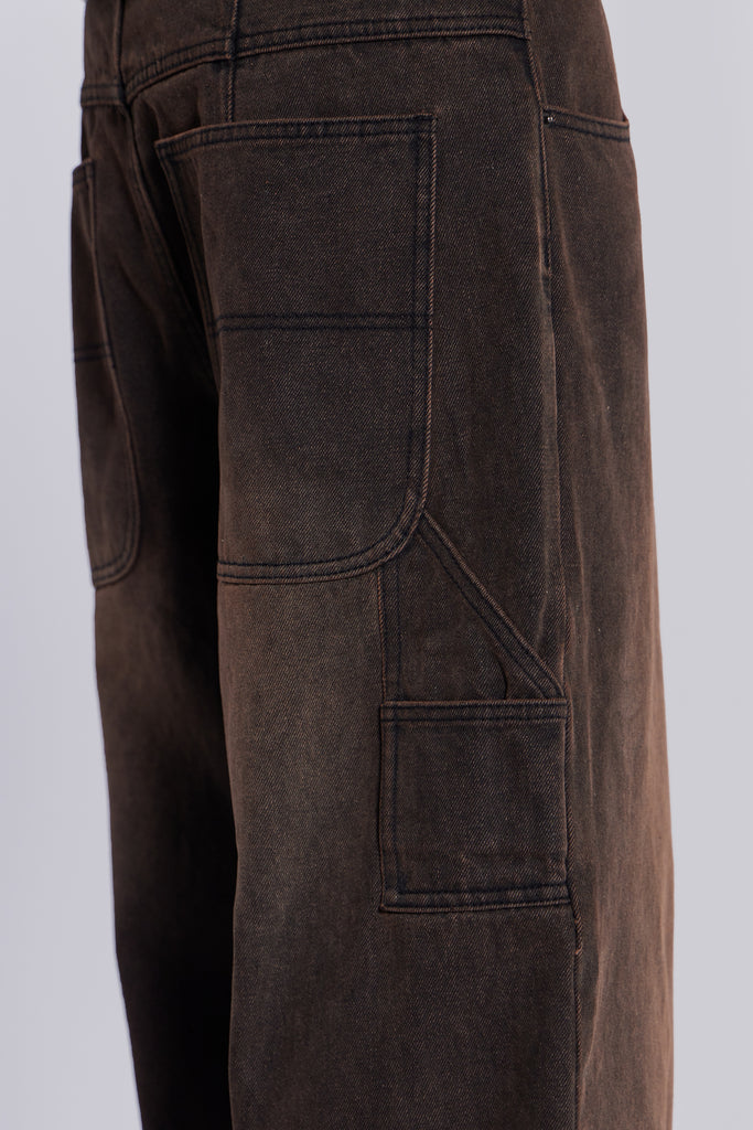 Brown Extreme Baggy Carpenter Jeans | Jaded London