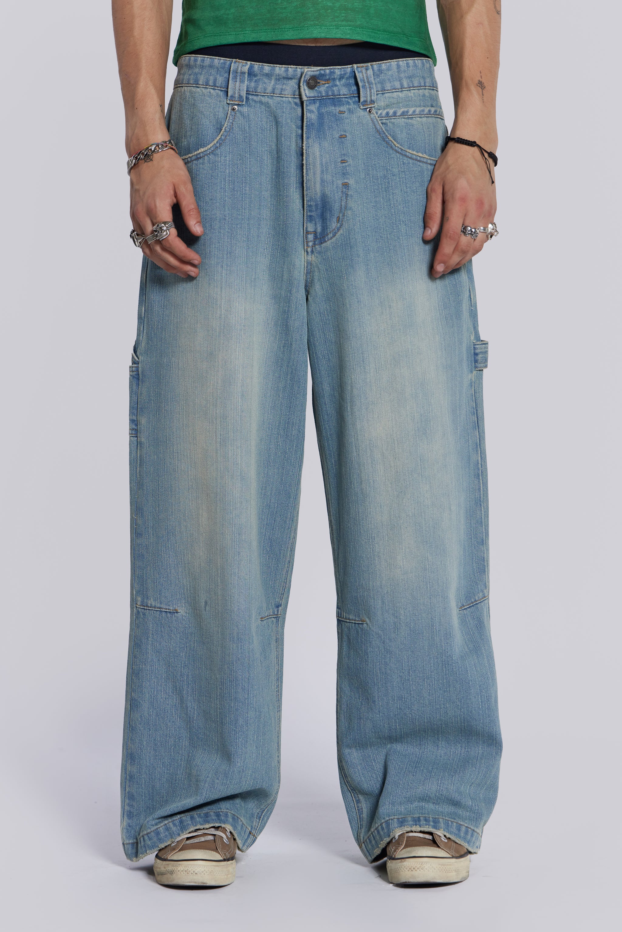 Light Wash Extreme Baggy Carpenter Jeans | Jaded London