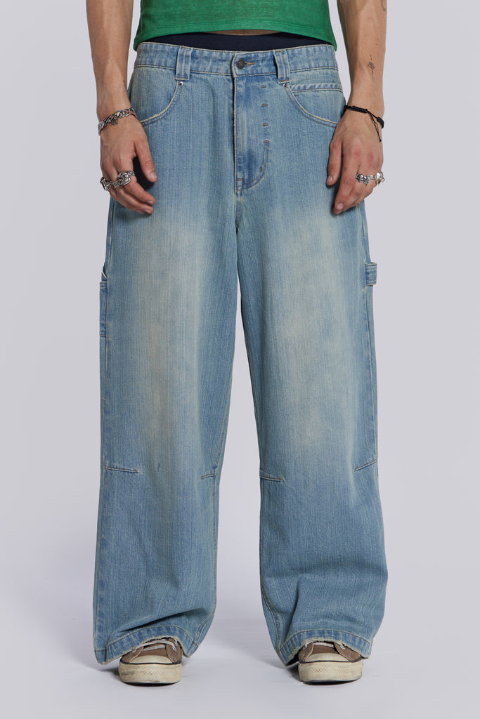 Distressed Vegan Leather Straight Leg Jeans