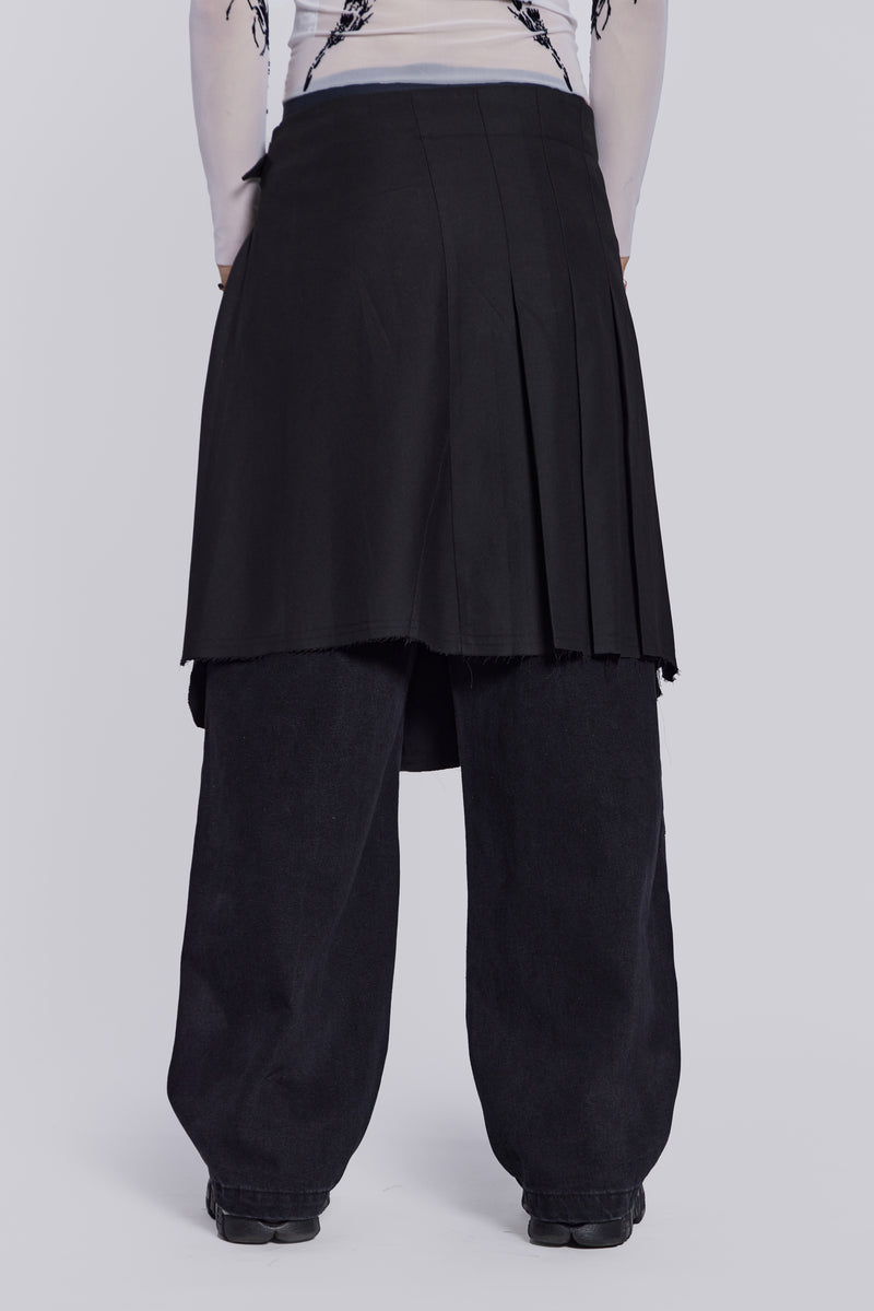 Black Steel Pleated Skirt