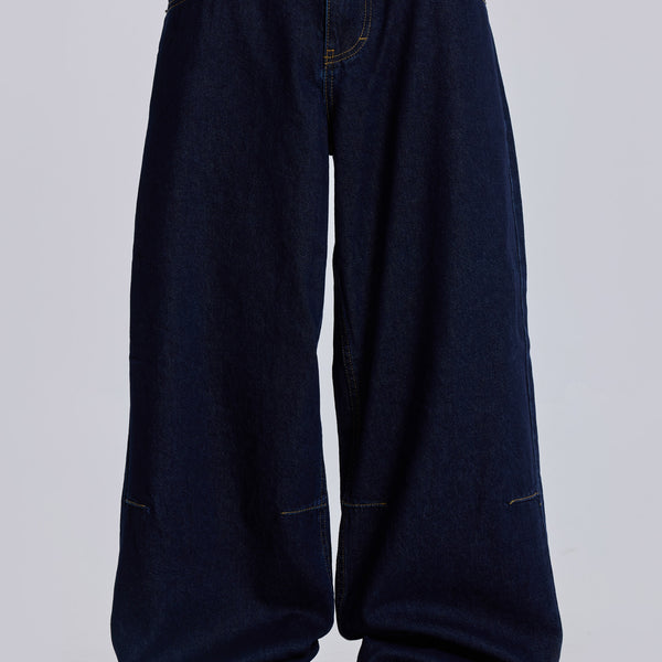 Shop Indigo Low Rise Colossus Baggy Jeans | Jaded London | Clothing
