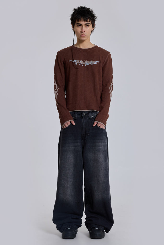 Brown Tattoo Applique Tee