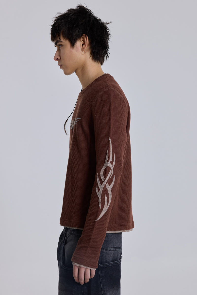 Brown Tattoo Applique Tee