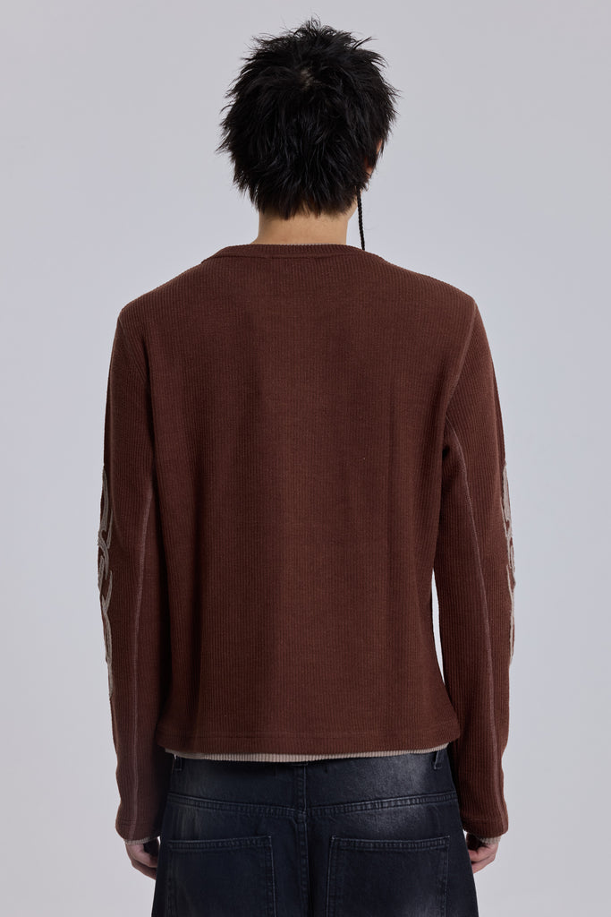 Brown Tattoo Applique Tee