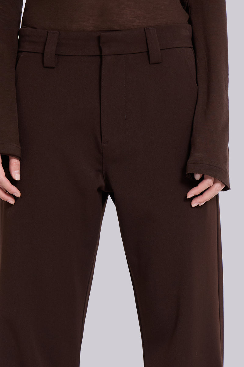 Brown Stacked Bootcut Suit Pants