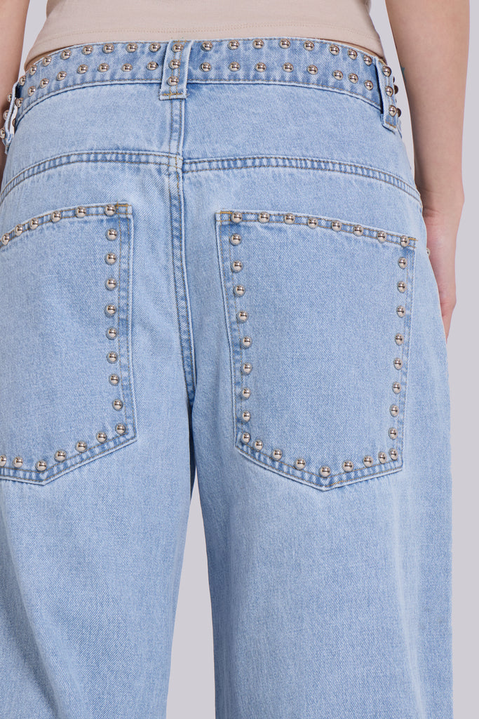 Nailed Studded Colossus Jeans in Light Blue Wash