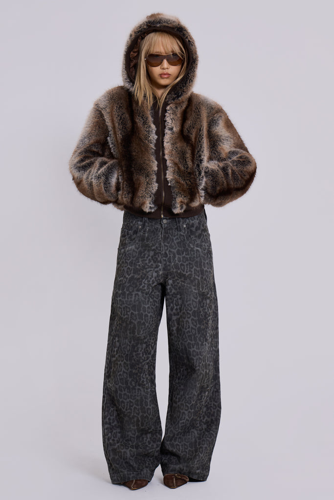 Bear Faux Fur Hooded Jacket