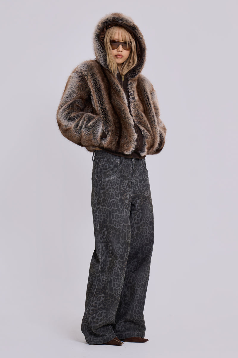 Bear Faux Fur Hooded Jacket