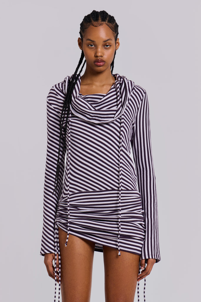 Jordyn Hooded Stripe Mini Dress