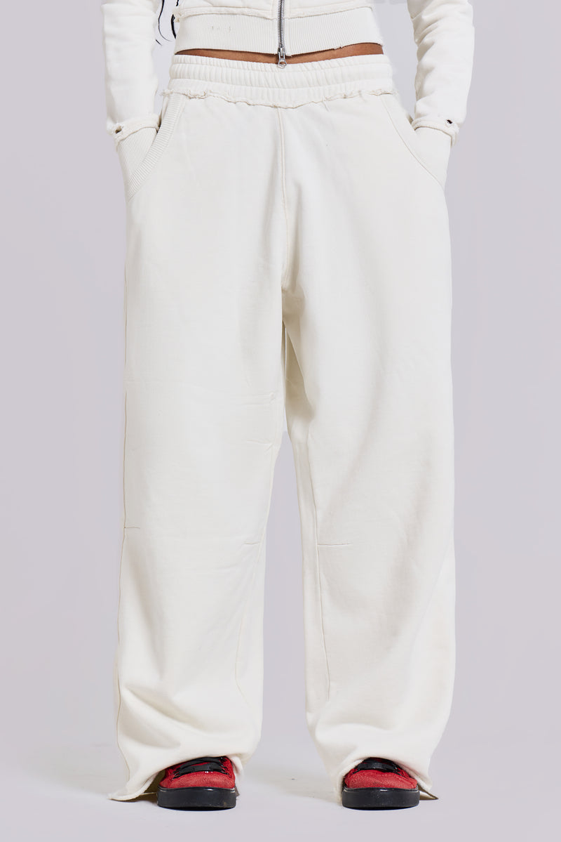 White Baggy Monster Joggers