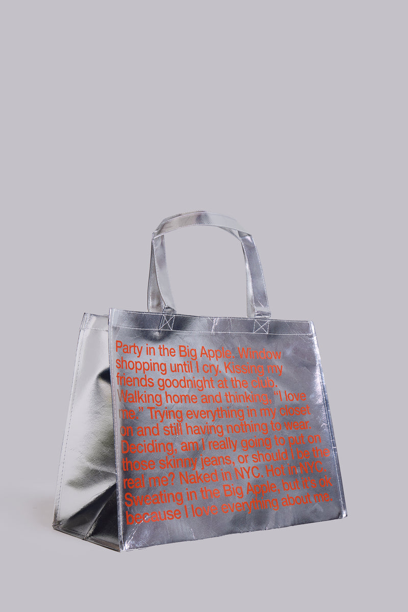 NY Silver Metallic Shopper Bag