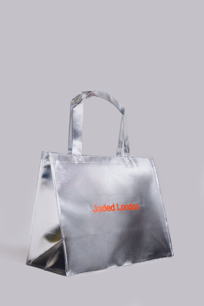 NY Silver Metallic Shopper Bag