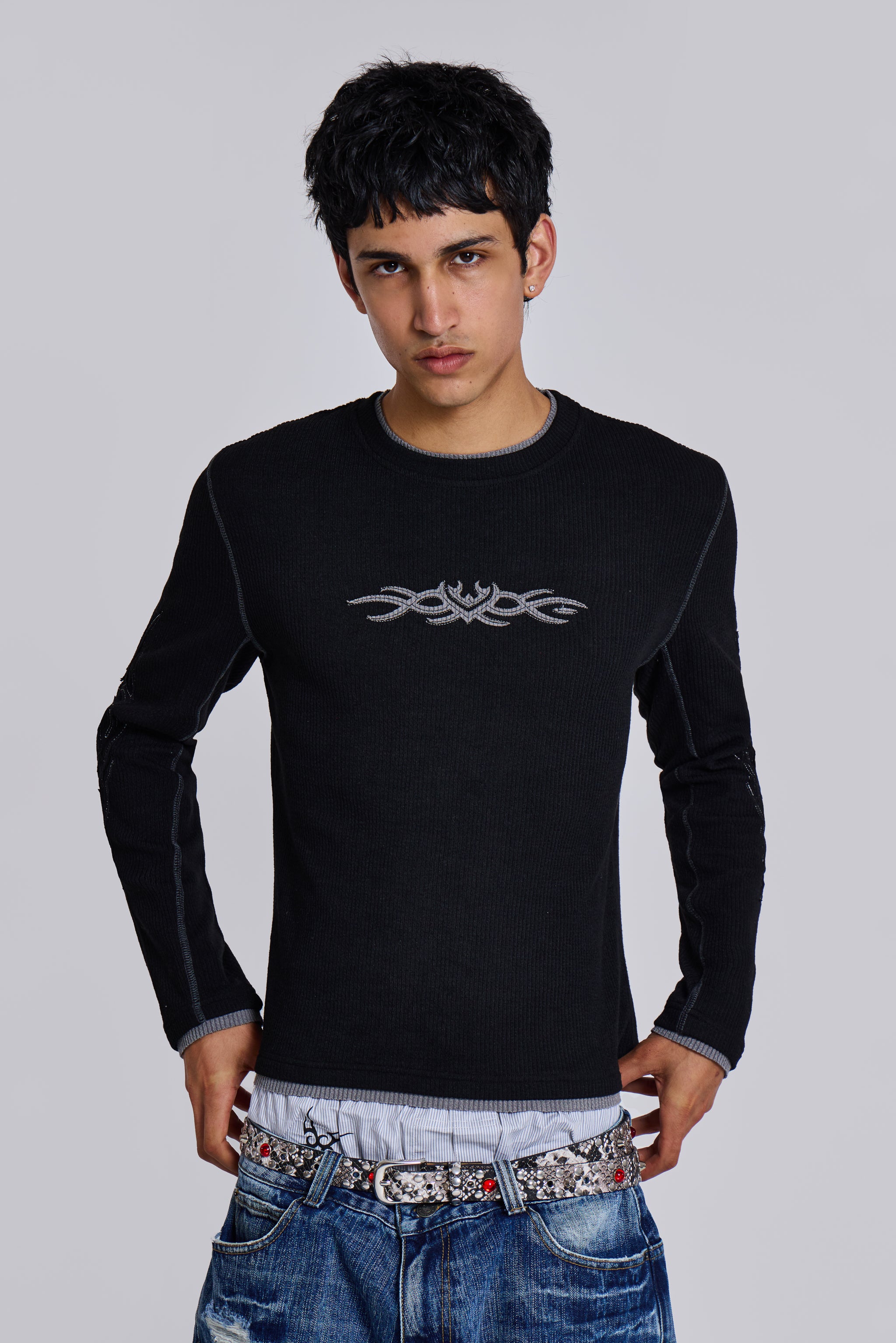 Black Tattoo Applique Tee