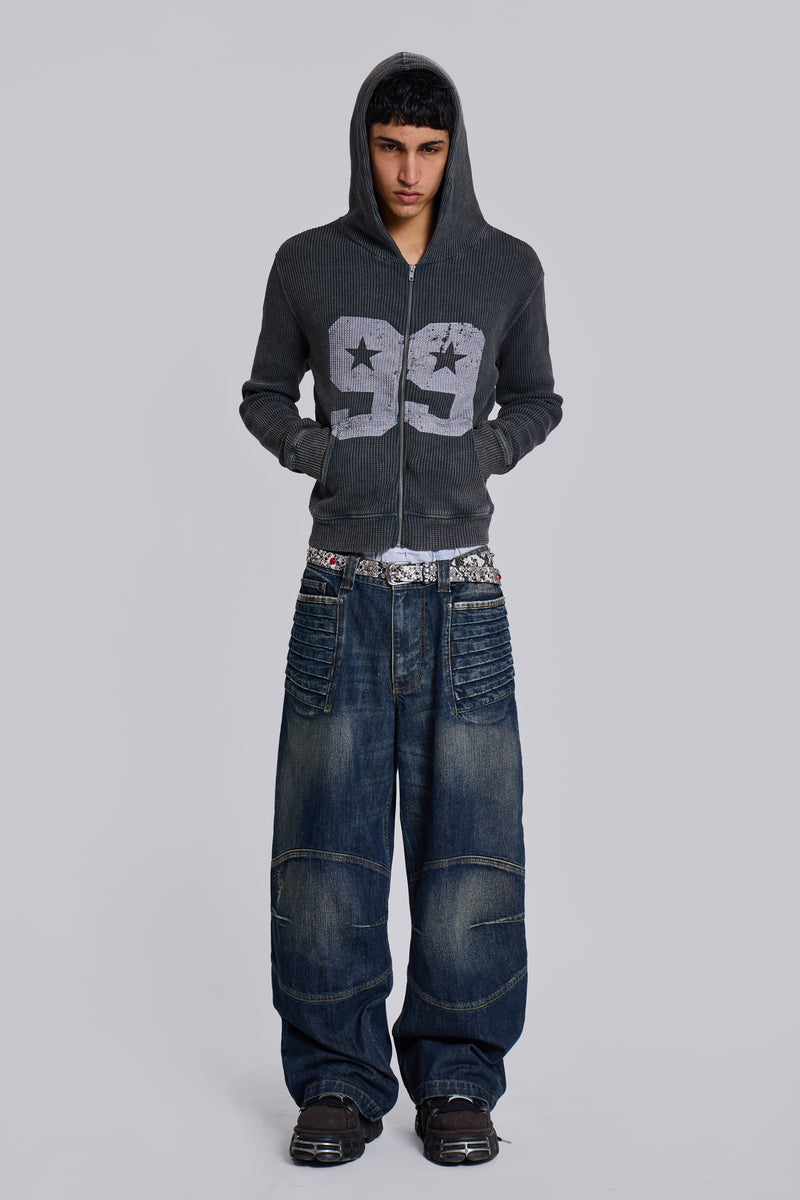 Mid Blue Crash Biker Colossus Jeans