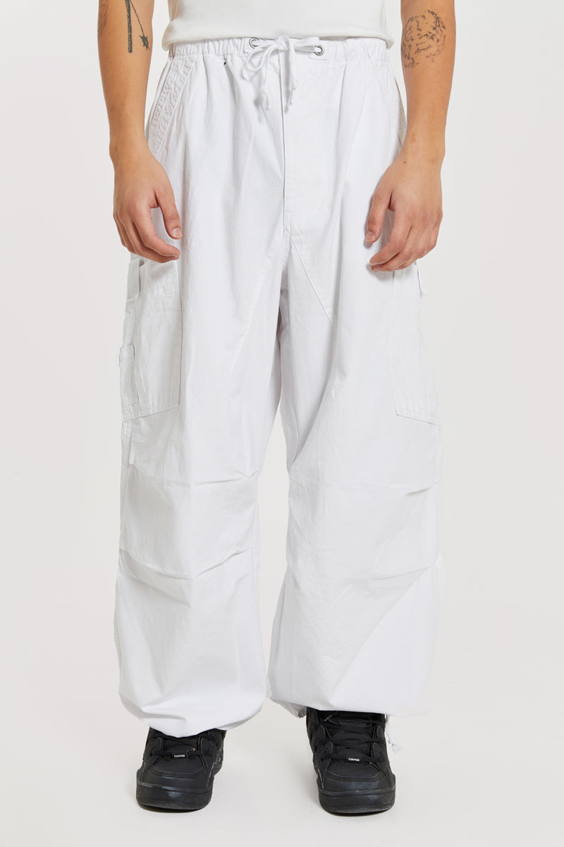 White Parachute Cargo Pants