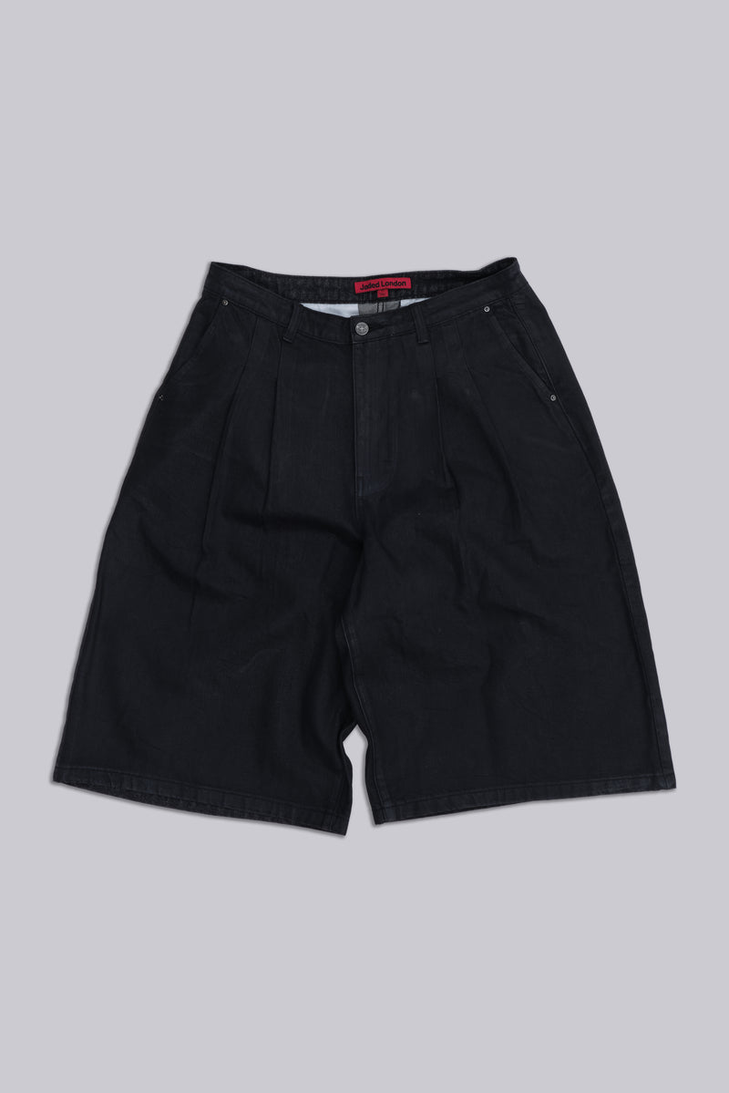 Pinstripe Denim XL Goliath Shorts | Jaded London | Clothing