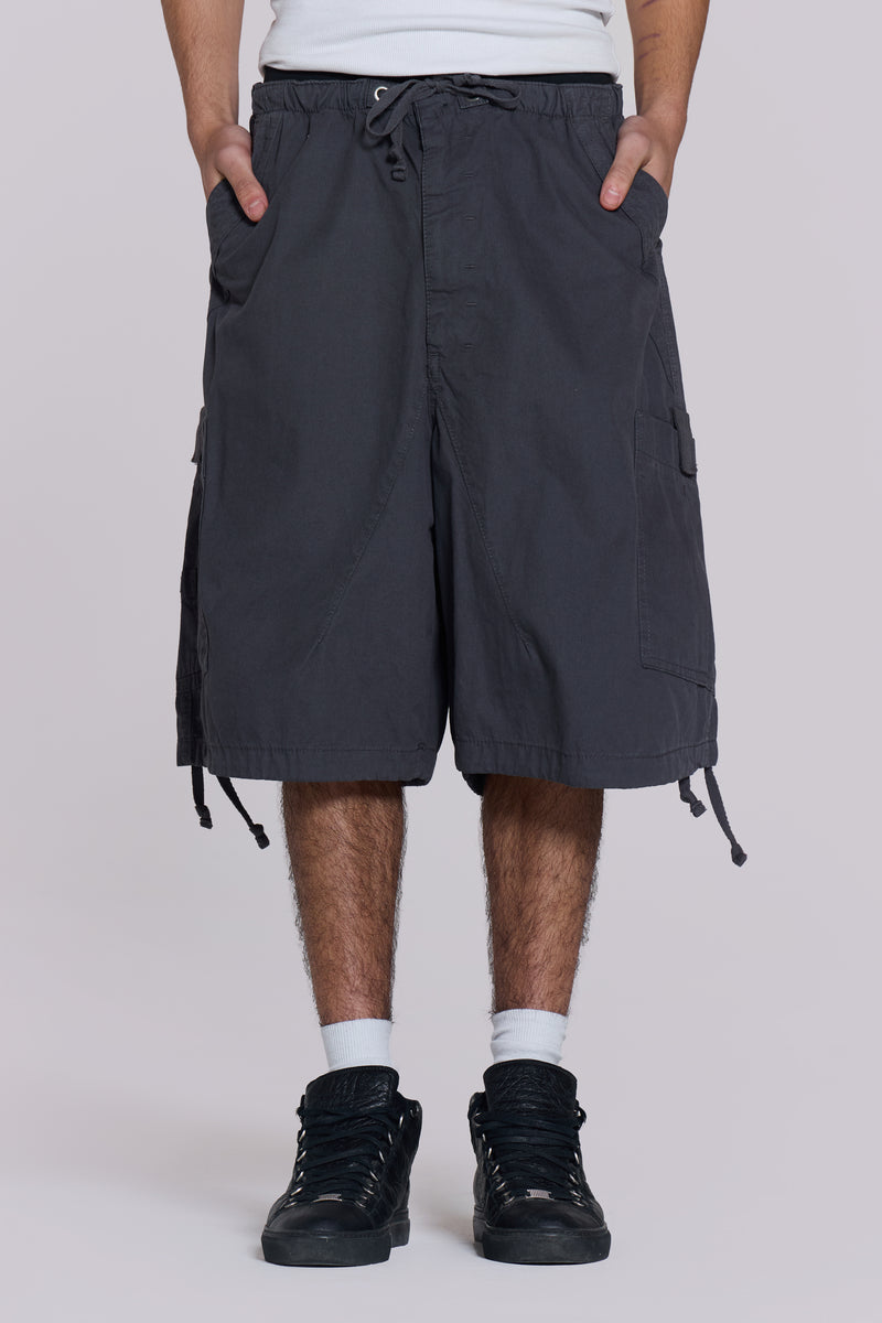 Vintage Grey Parachute Cargo Shorts