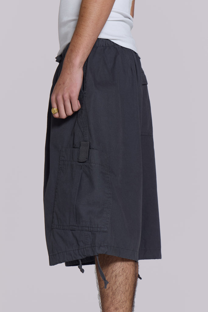 Vintage Grey Parachute Cargo Shorts