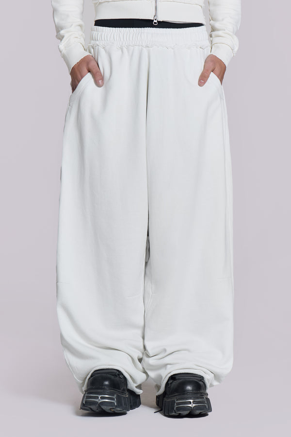 White Baggy Monster Joggers