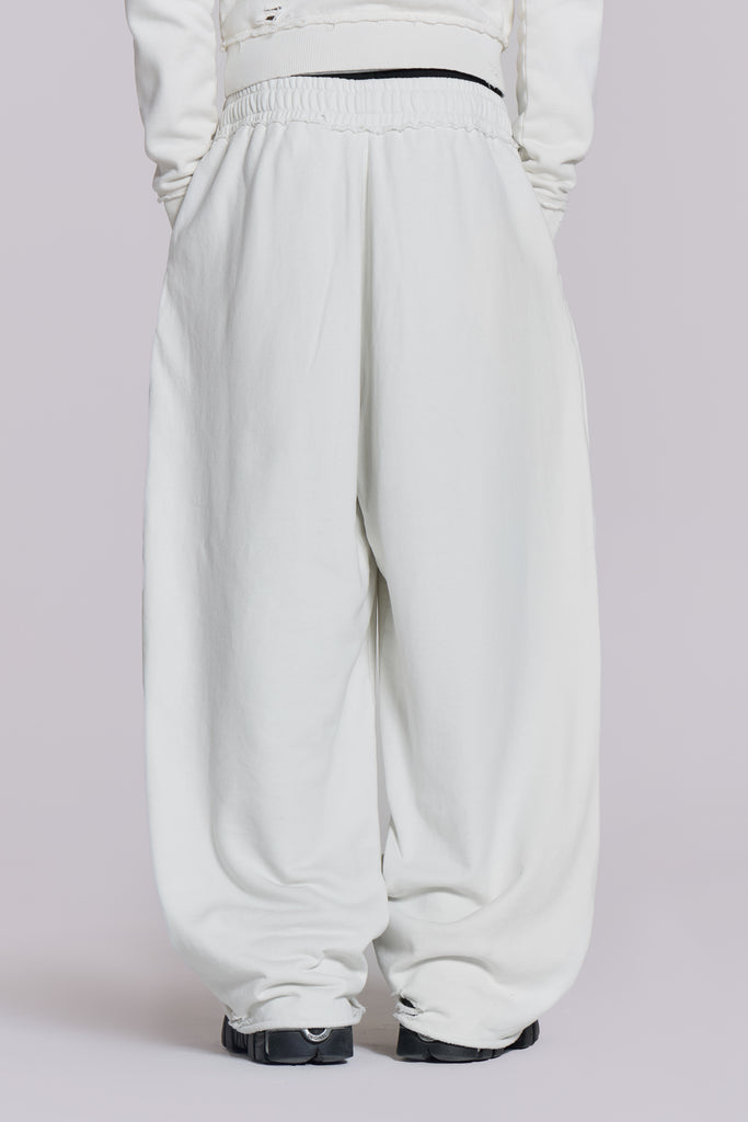 White Baggy Monster Joggers