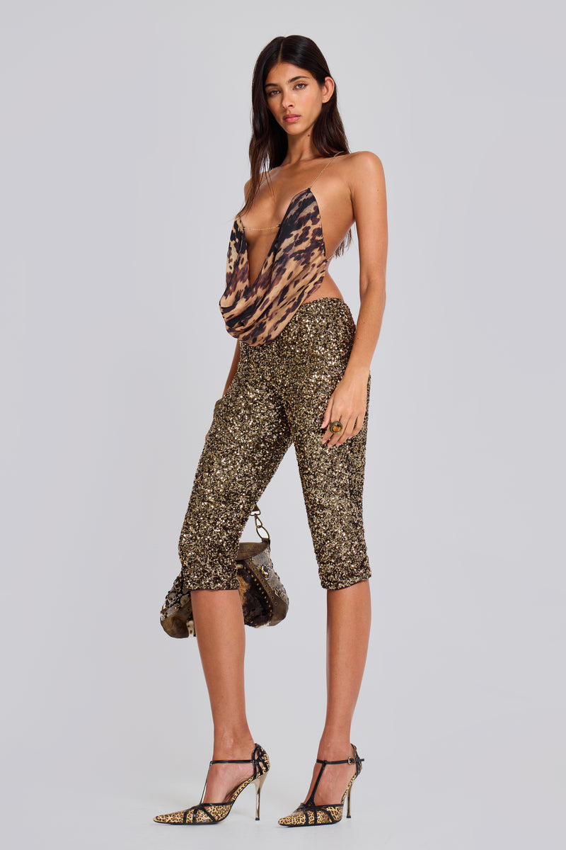 Asteria Backless Top in Cow Print