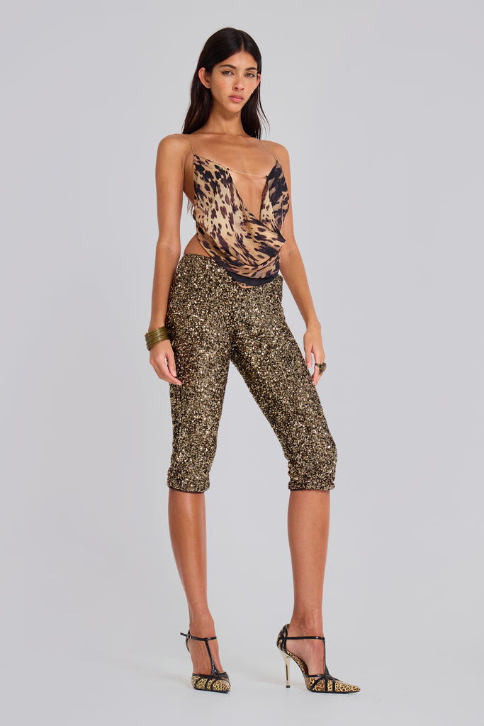 Asteria Backless Top in Cow Print