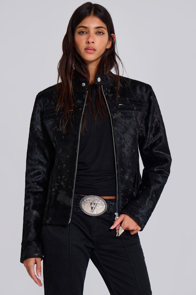 Black Real Leather Piston Jacket