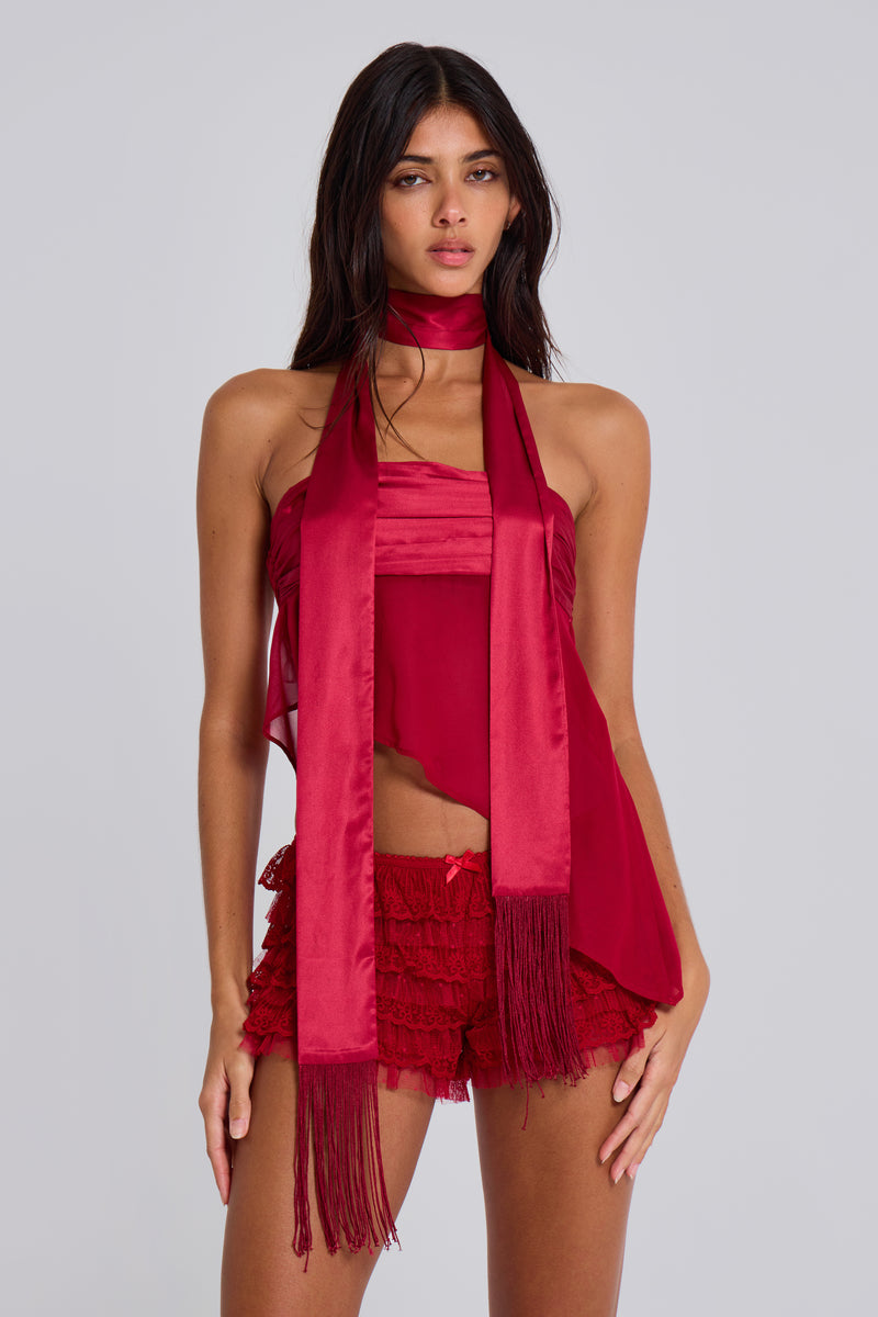 Regina Corset Top In Scarlet Red