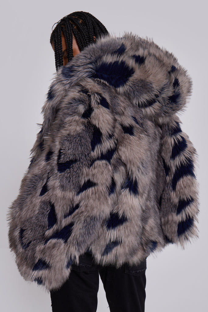 Mara Oversized Faux Fur Coat in Ashen