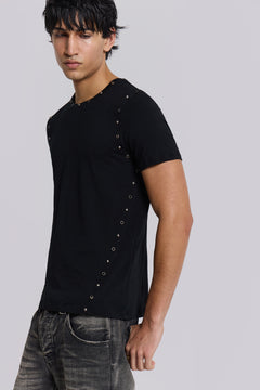 Studded Black Mist T-Shirt - XXS / Black