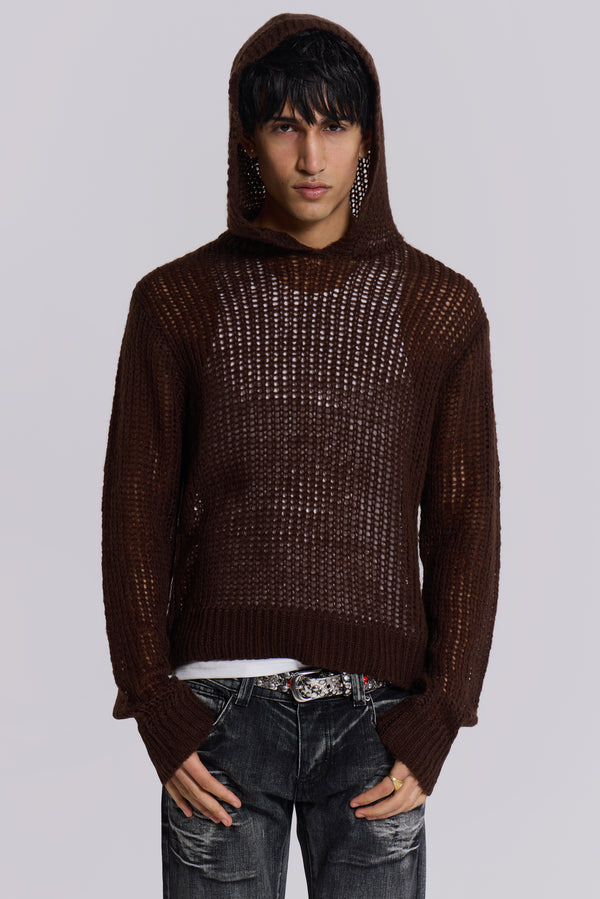 Open Gauge Knit Hoodie