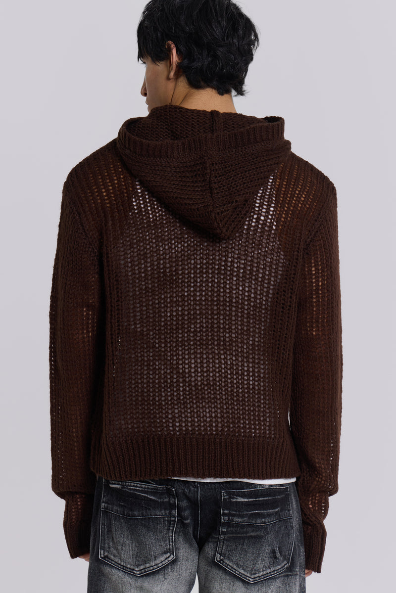 Open Gauge Knit Hoodie