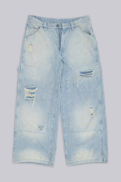 Pinstripe Double Knee Carpenter Jeans - W26 / Blue